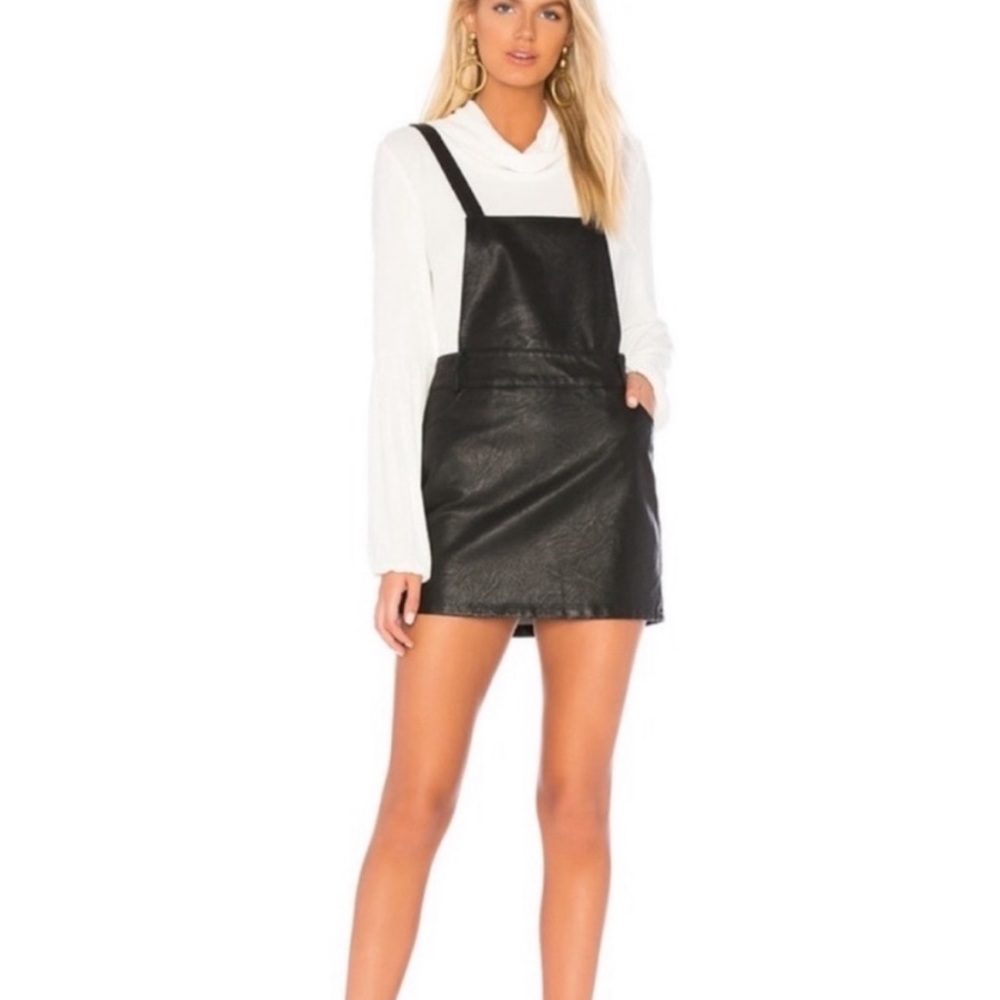 Leather Overalls Mini Dress